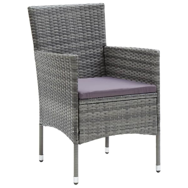vidaXL spisebordssæt til haven 3 dele med hynder polyrattan grå
