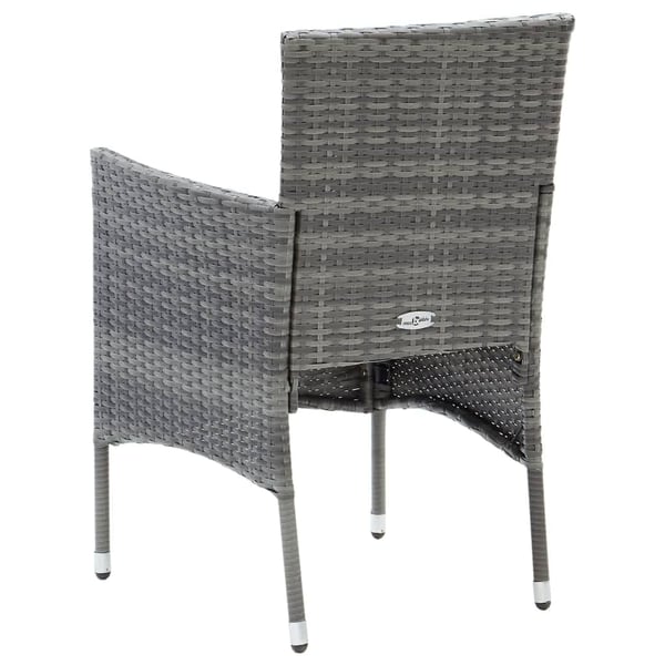 vidaXL spisebordssæt til haven 3 dele med hynder polyrattan grå