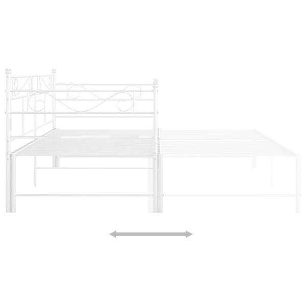 vidaXL Uttrekkbar ramme til sovesofa hvit metall 90x200 cm