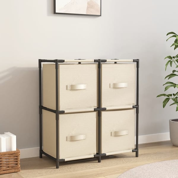 vidaXL Varastokaappi 4 kangaskorilla kerma 63x30x71 cm teräs