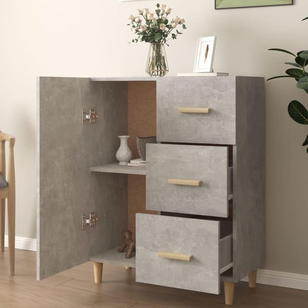 vidaXL Skjenk betonggrå 69,5x34x90 cm konstruert tre