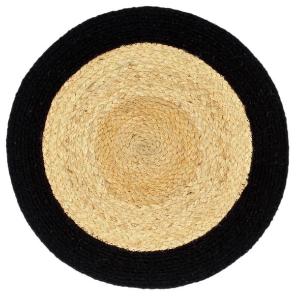 vidaXL dækkeservietter 6 stk. 38 cm jute og bomuld natur og sort