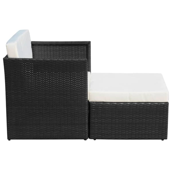 vidaXL havestol med fodskammel polyrattan sort