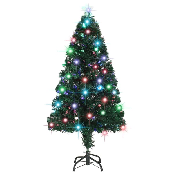 vidaXL juletræ med juletræsfod og lys 120 cm fiberoptisk