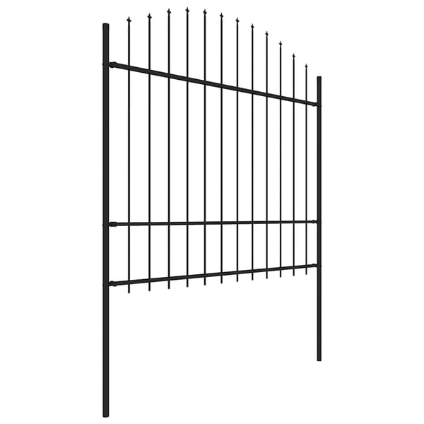 vidaXL Puutarha-aita keihäskärjillä teräs (1,5-1,75)x15,3 m musta