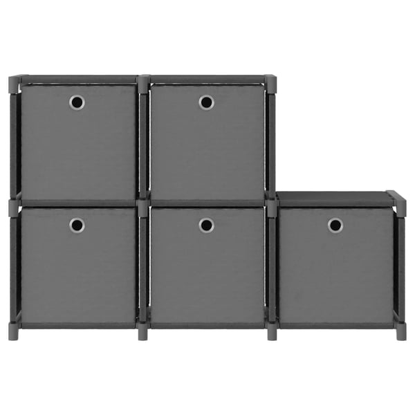 vidaXL Displayhylle med 5 kuber og bokser grå 103x30x72,5 cm stoff