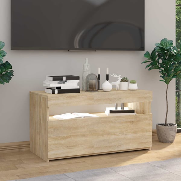 vidaXL TV-benk med LED-lys sonoma eik 75x35x40 cm