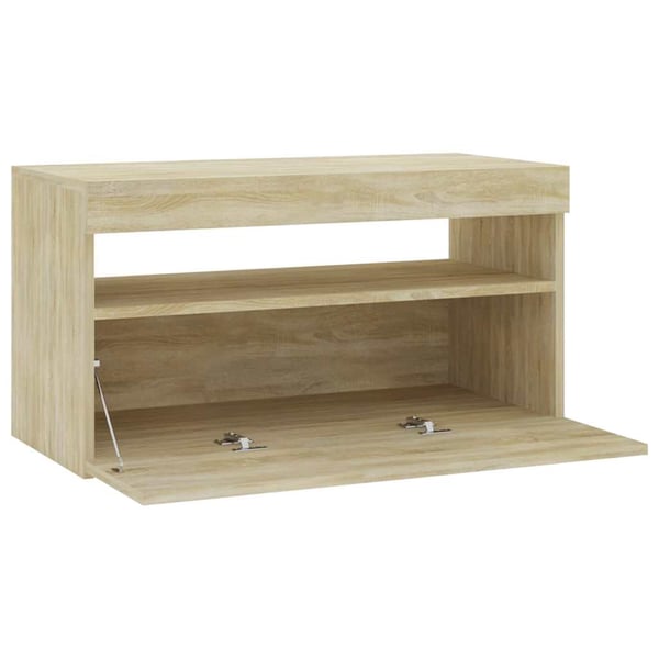 vidaXL TV-benk med LED-lys sonoma eik 75x35x40 cm
