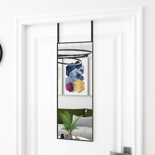vidaXL dørspejl 30x80 cm glas og aluminium sort