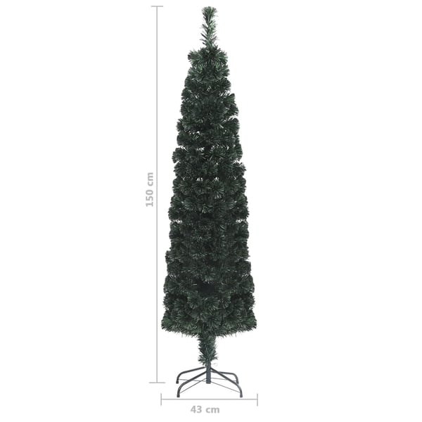 vidaXL kunstigt smalt juletræ med juletræsfod 150 cm fiberoptisk