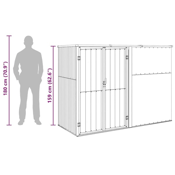 vidaXL redskabsskur til haven 225x89x161 cm galvaniseret stål grøn