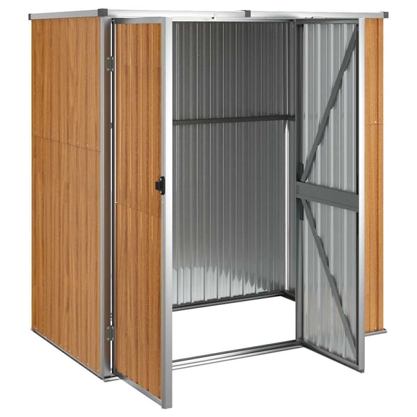 vidaXL redskabsskur til haven 161x89x161 cm galvaniseret stål brun