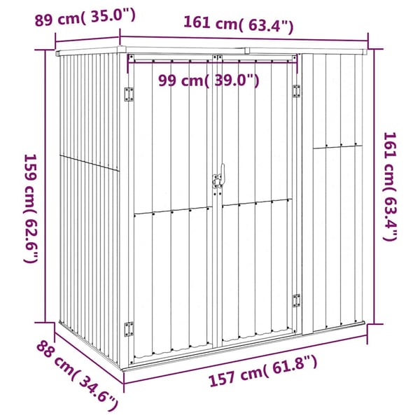 vidaXL redskabsskur til haven 161x89x161 cm galvaniseret stål grøn