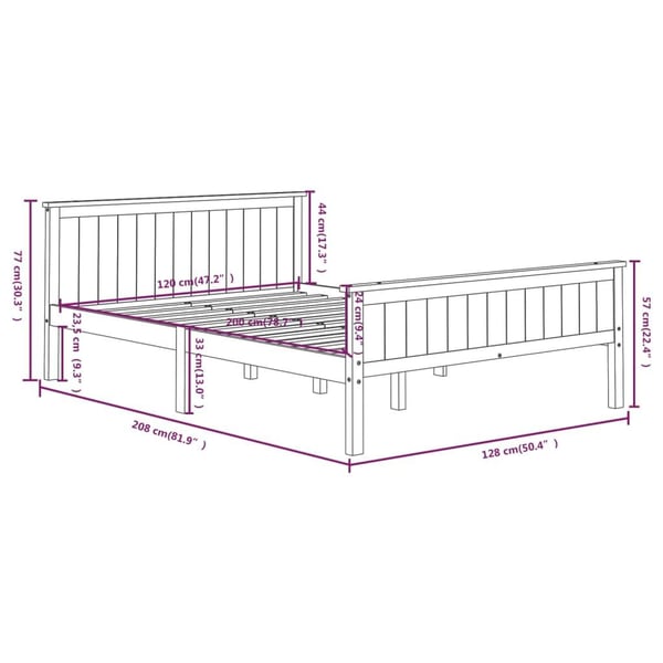 vidaXL Sengeramme mørkebrun heltre furu 120x200 cm