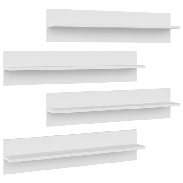 vidaXL Vegghyller 4 stk hvit 80x11,5x18 cm konstruert tre