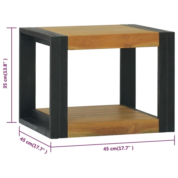 vidaXL Veggmontert baderomsskap 45x45x35 cm heltre teak
