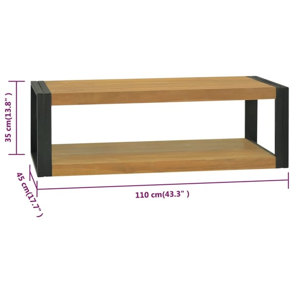 vidaXL væghængt badeværelsesskab 110x45x35 cm massivt teaktræ
