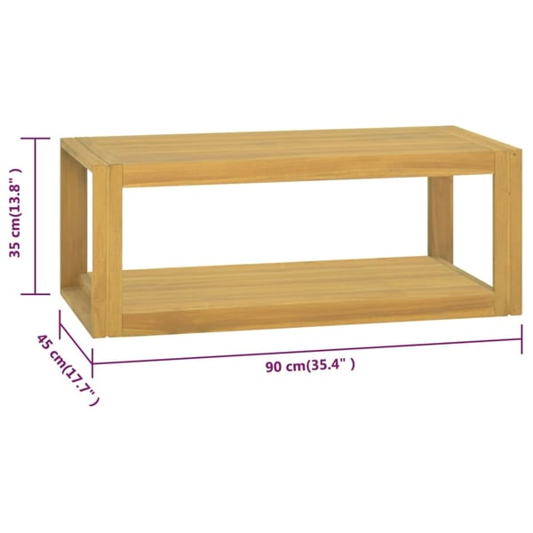 vidaXL Veggmontert baderomsskap 90x45x35 cm heltre teak