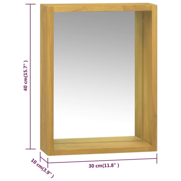 vidaXL Speilskap 30x10x40 cm heltre teak