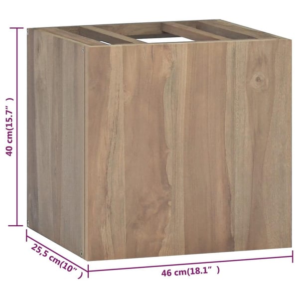 vidaXL væghængt badeværelsesskab 46x25,5x40 cm massivt teaktræ