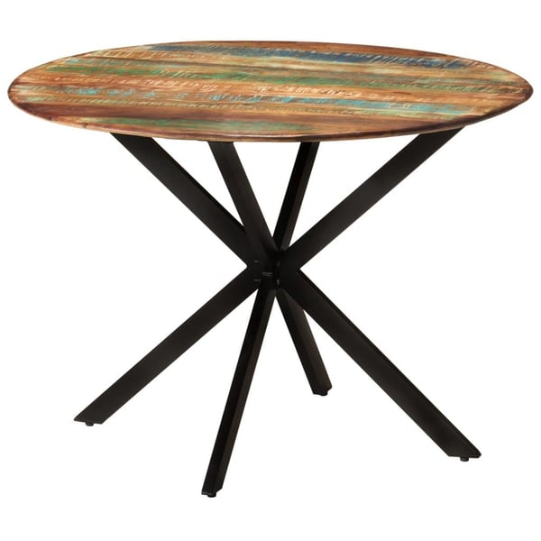 vidaXL Spisebord Ø110x78 cm gjenvunnet heltre og stål