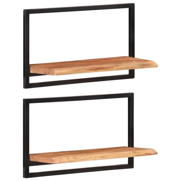 vidaXL Vegghyller 2 stk 60x25x35 cm heltre akasie og stål
