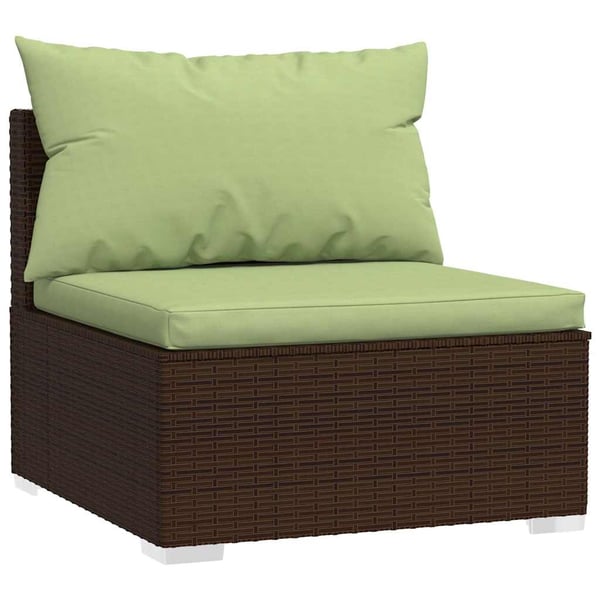 vidaXL midtermodul til havesofa med hynder polyrattan brun