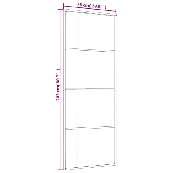 vidaXL Skyvedør frostet ESG-glass og aluminium 76x205 cm hvit