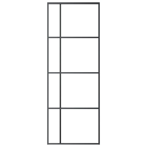 vidaXL Skyvedør frostet ESG-glass og aluminium 76x205 cm svart