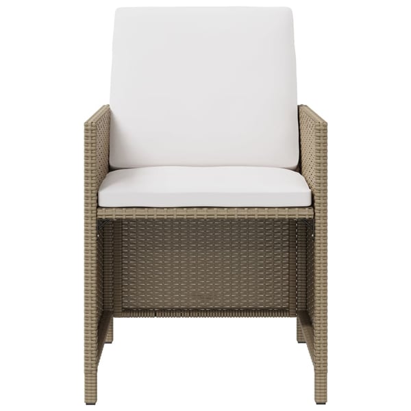 vidaXL spisebordssæt til haven 5 dele med hynder polyrattan beige
