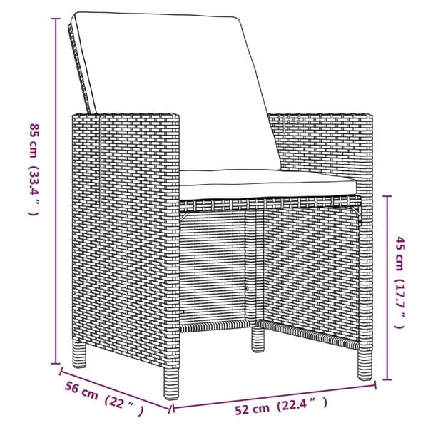 vidaXL spisebordssæt til haven 5 dele med hynder polyrattan beige