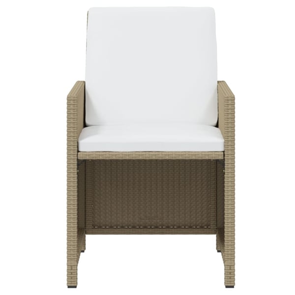vidaXL spisebordssæt til haven 7 dele med hynder polyrattan beige