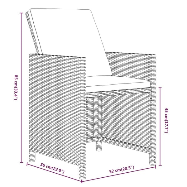 vidaXL spisebordssæt til haven 15 dele med hynder polyrattan beige