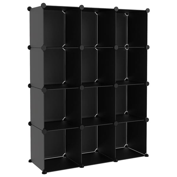 vidaXL kubeformede opbevaringskasser 12 stk. PP sort