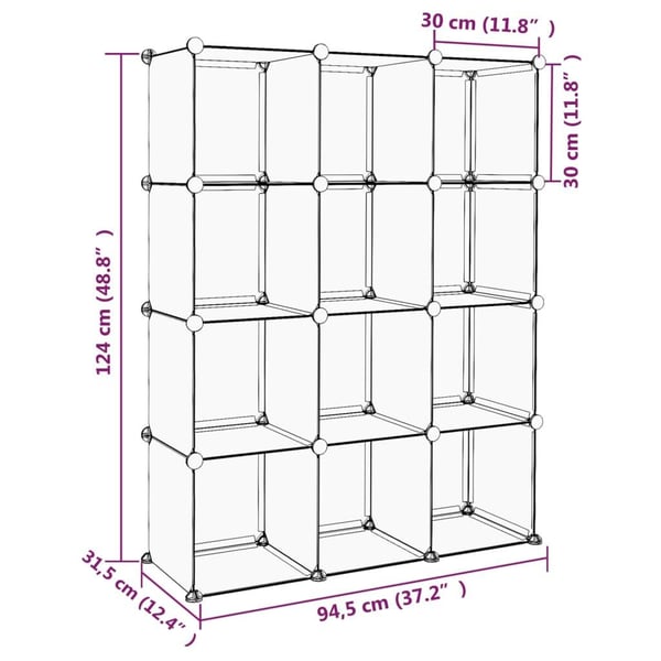 vidaXL kubeformede opbevaringskasser 12 stk. PP transparent