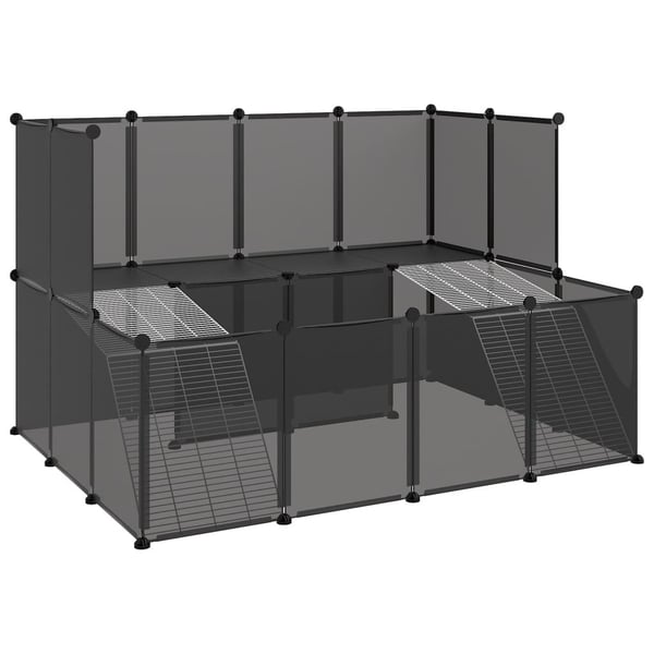 vidaXL Smådyrbur svart 143x107x93 cm PP og stål