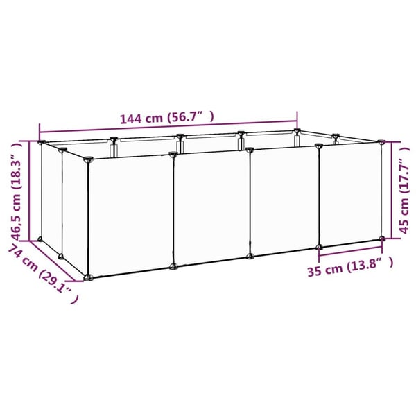 vidaXL Smådyrbur gjennomsiktig 144x74x46,5 cm PP og stål