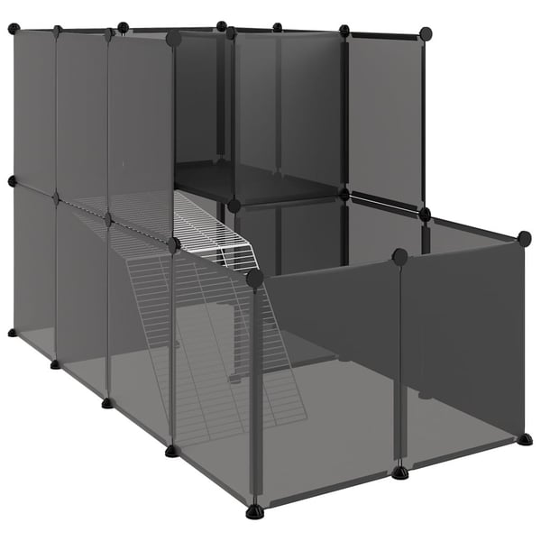 vidaXL Smådyrbur svart 142x74x93 cm PP og stål