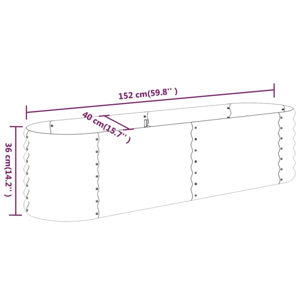 vidaXL plantekasse 152x40x36 cm galvaniseret stål grøn