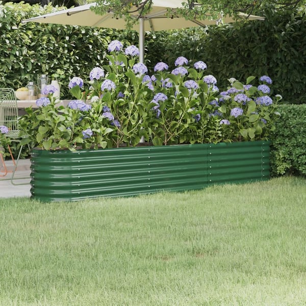 vidaXL Høybed galvanisert stål 224x40x36 cm grønn