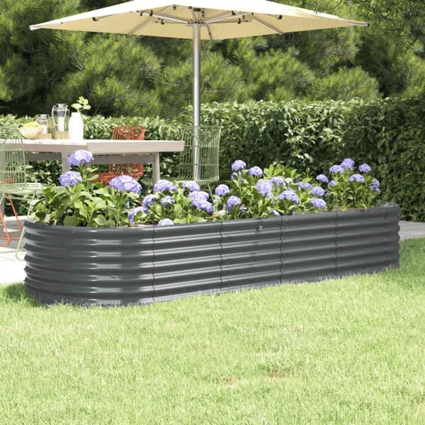 vidaXL Høybed galvanisert stål 224x80x36 cm antrasitt