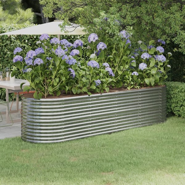 vidaXL plantekasse 296x80x68 cm galvaniseret stål sølvfarvet