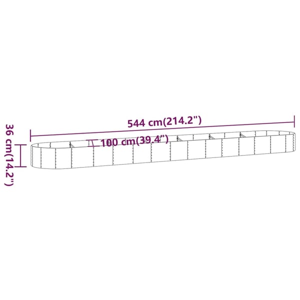 vidaXL Høybed pulverlakkert stål 544x100x36 cm brun
