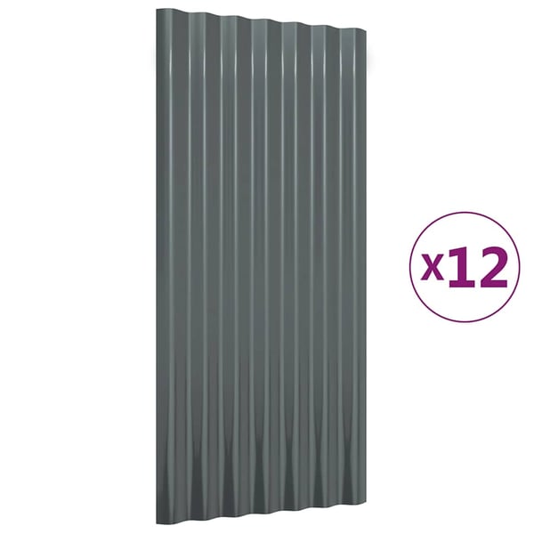 vidaXL Takpaneler 12 stk galvanisert stål antrasitt 80x36 cm