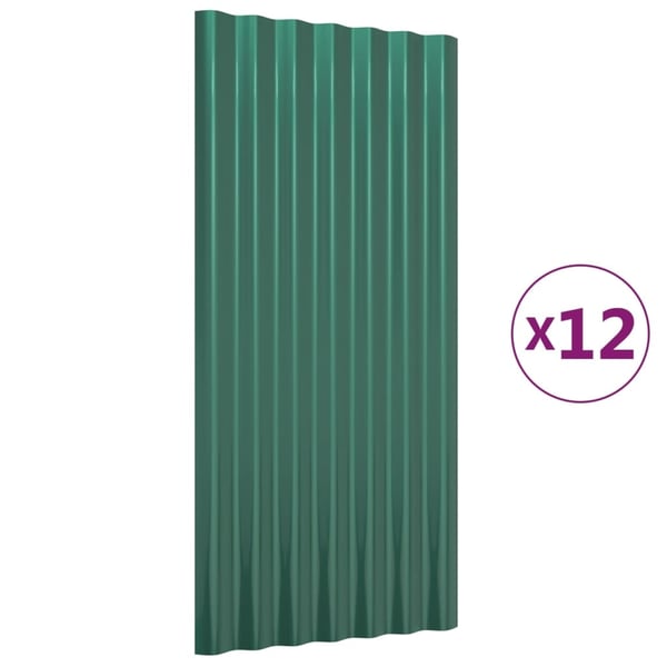 vidaXL Takpaneler 12 stk galvanisert stål grønn 80x36 cm