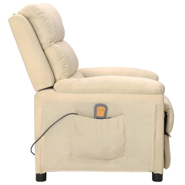 vidaXL Massagefåtölj gräddvit tyg