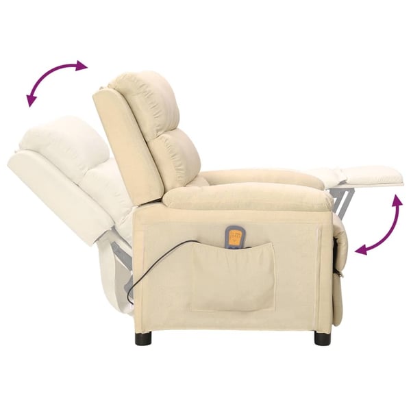 vidaXL Massagefåtölj gräddvit tyg