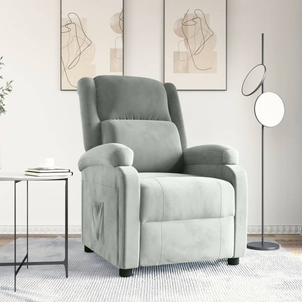 vidaXL lænestol velour lysegrå