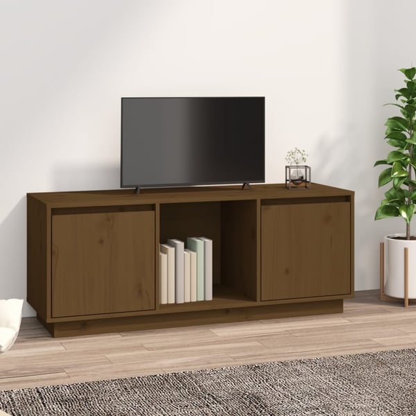 vidaXL TV-benk honningbrun 110,5x35x44 cm heltre furu