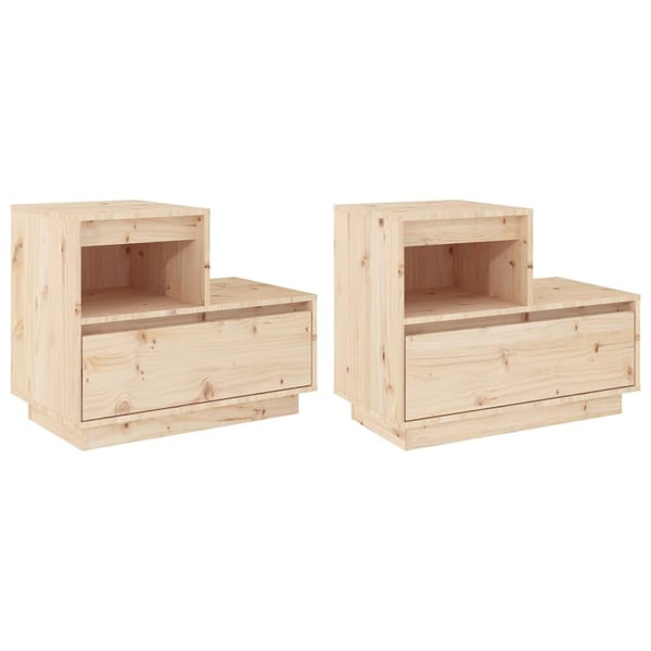 vidaXL Nattbord 2 stk 60x34x51 cm heltre furu
